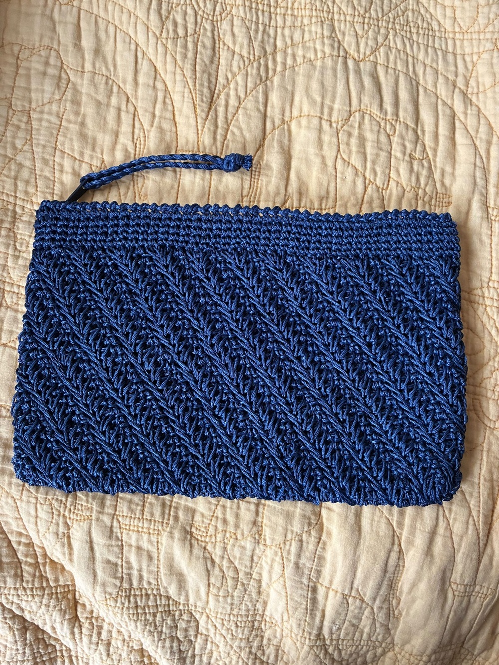 Vintage Navy Crochet Wristlet Clutch